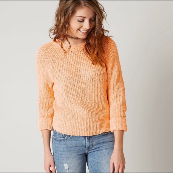 Free People Electric City Neon Orange Cozy Knit Sweater Small - Picture 2 of 7